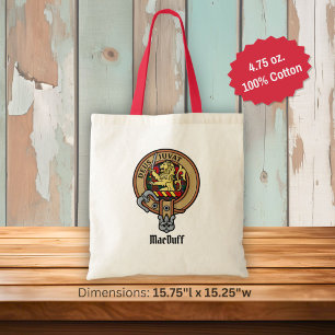 Clan MacDuff Crest over Tartan Tote Bag