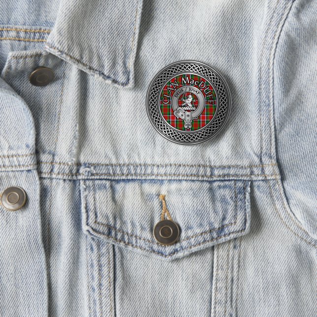 Clan MacDuff Crest & Tartan Knot Button (In Situ)