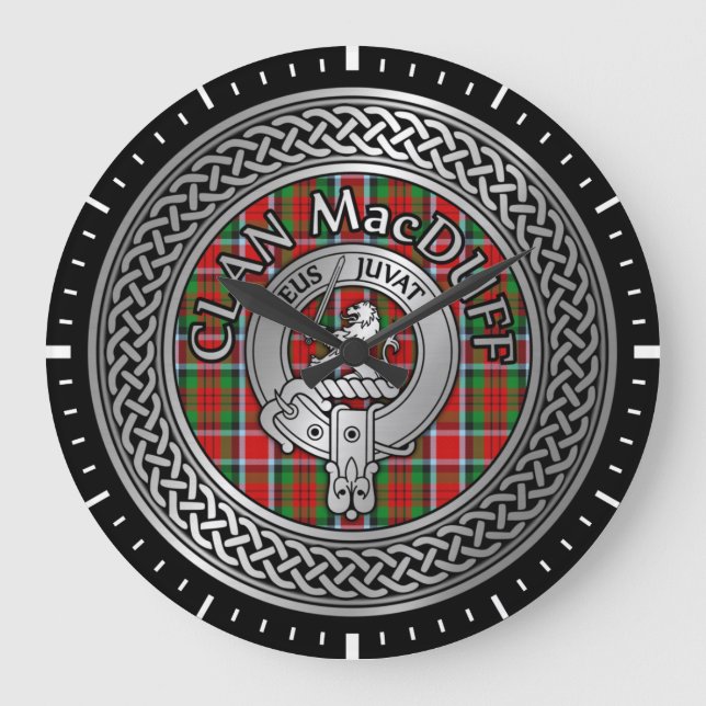 Clan MacDuff Crest & Tartan Knot Large Clock (Front)