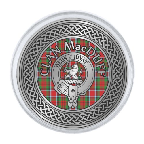 Clan MacDuff Crest  Tartan Knot Silver Finish Lapel Pin