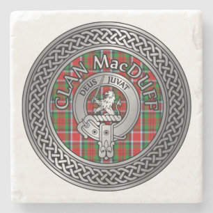 Clan MacDuff Crest & Tartan Knot Stone Coaster