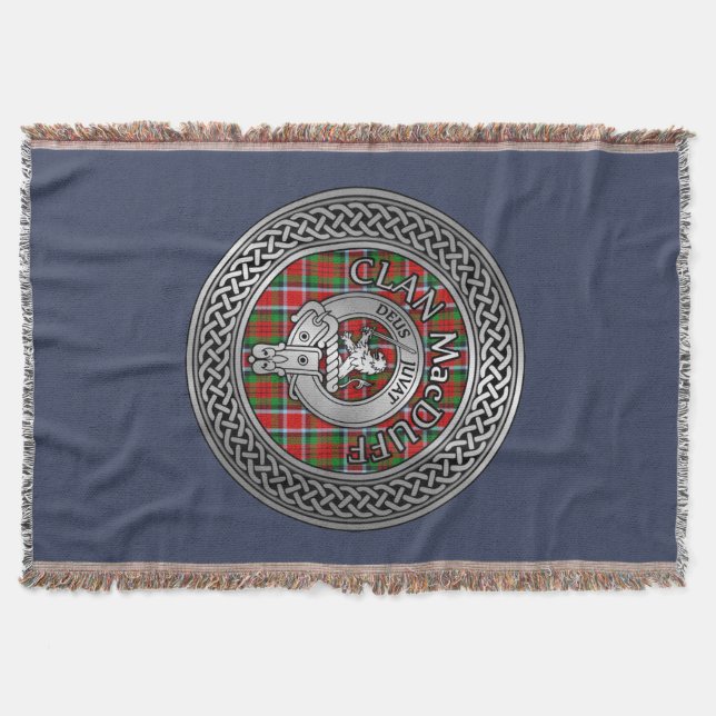 Clan MacDuff Crest & Tartan Knot Throw Blanket (Front)