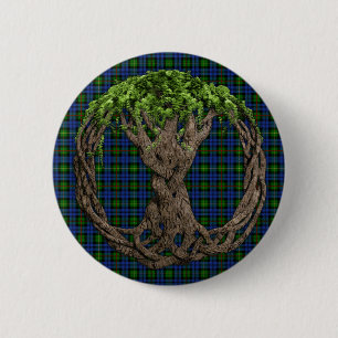 Clan MacEwan Tartan And Celtic Tree Of Life Button