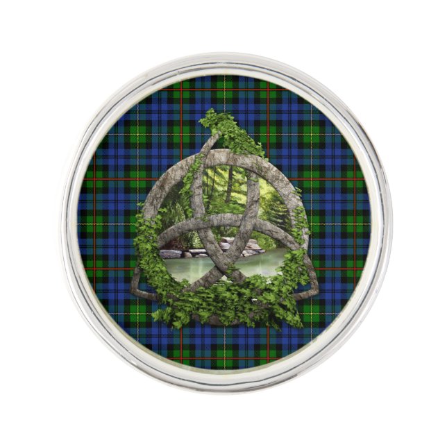 Clan MacEwan Tartan And Celtic Tree Of Life Pin (Front)