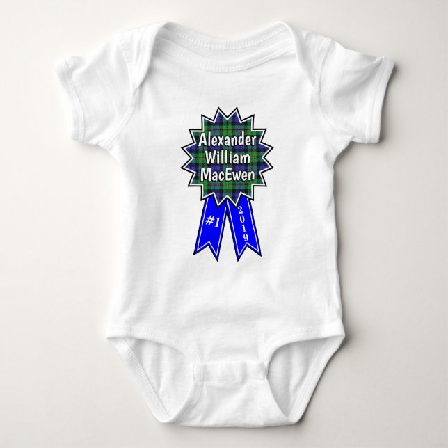 Clan MacEwen #1 Award Blue Ribbon Baby Bodysuit (Front)