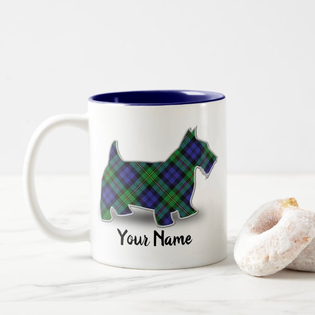 Clan MacEwen Tartan Scottish Terrier Two-Tone Coffee Mug (With Donut)