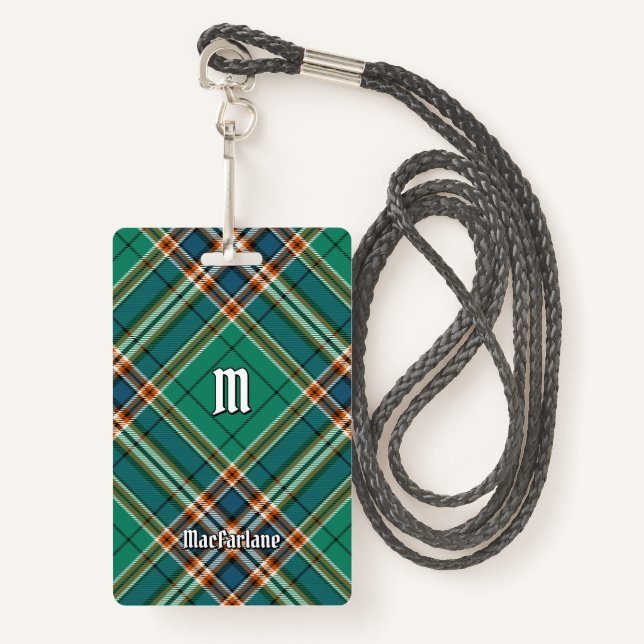 Clan MacFarlane Ancient Hunting Tartan Badge (Front with Lanyard)