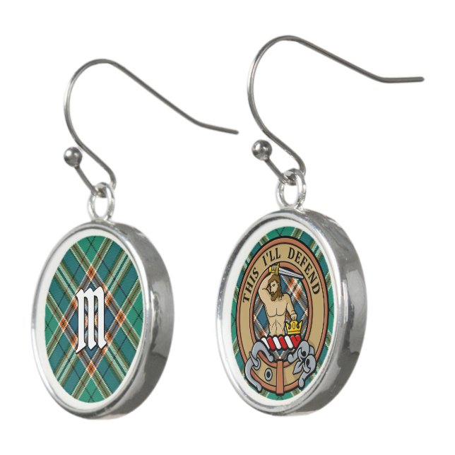 Clan MacFarlane Ancient Hunting Tartan Earrings (Angled)