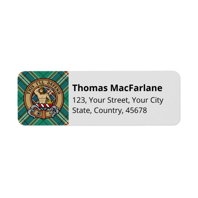 Clan MacFarlane Ancient Hunting Tartan Label (Front)