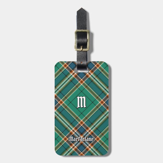 Clan MacFarlane Ancient Hunting Tartan Luggage Tag (Front Vertical)