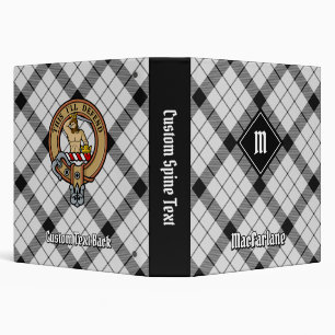 Clan MacFarlane Black and White Tartan 3 Ring Binder