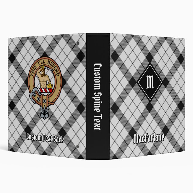Clan MacFarlane Black and White Tartan 3 Ring Binder (Background)
