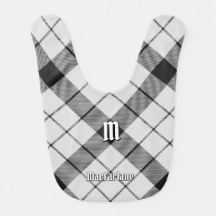 Clan MacFarlane Black and White Tartan Baby Bib