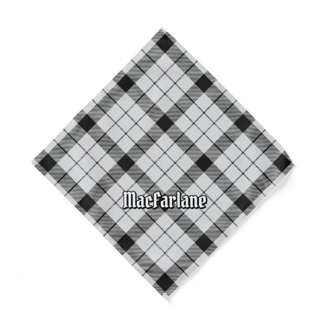 Clan MacFarlane Black and White Tartan Bandana (Front)