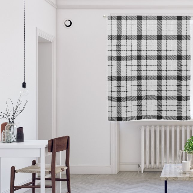 Clan MacFarlane Black and White Tartan Blackout Curtains (Living Room)