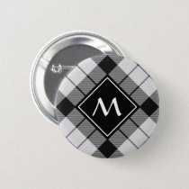 Clan MacFarlane Black and White Tartan Button
