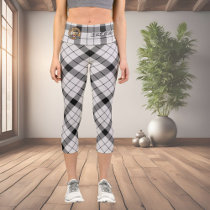Clan MacFarlane Black and White Tartan Capri Leggings