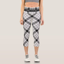 Clan MacFarlane Black and White Tartan Capri Leggings