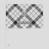 Clan MacFarlane Black and White Tartan Car Flag