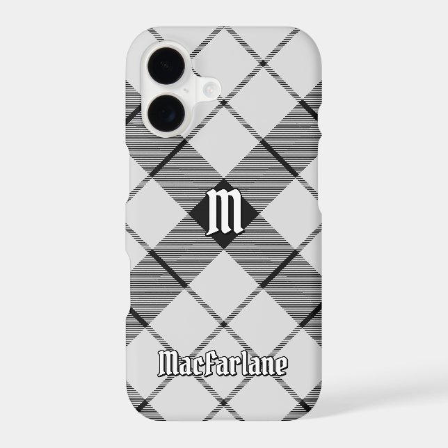 Clan MacFarlane Black and White Tartan Case-Mate iPhone Case (Back)