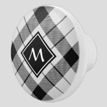 Clan MacFarlane Black and White Tartan Ceramic Knob