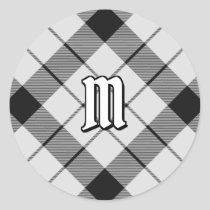 Clan MacFarlane Black and White Tartan Classic Round Sticker