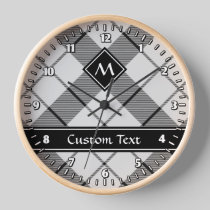 Clan MacFarlane Black and White Tartan Clock