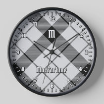 Clan MacFarlane Black and White Tartan Clock