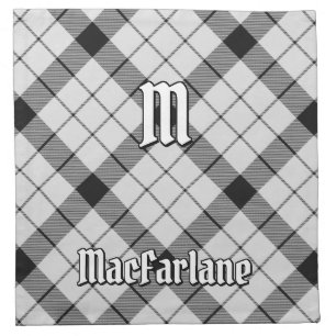 Clan MacFarlane Black and White Tartan Cloth Napkin