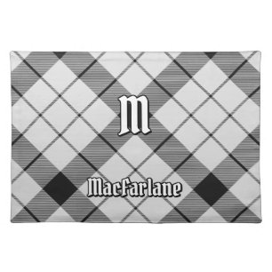 Clan MacFarlane Black and White Tartan Cloth Placemat