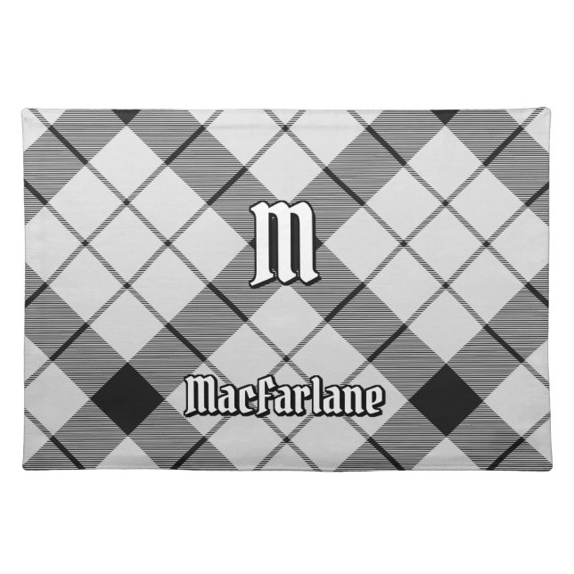 Clan MacFarlane Black and White Tartan Cloth Placemat (Front)