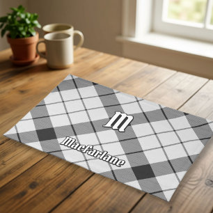 Clan MacFarlane Black and White Tartan Cloth Placemat
