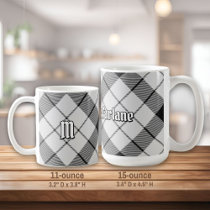 Clan MacFarlane Black and White Tartan Coffee Mug