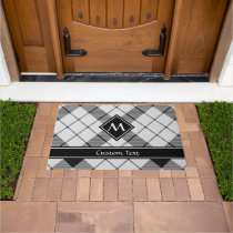 Clan MacFarlane Black and White Tartan Doormat