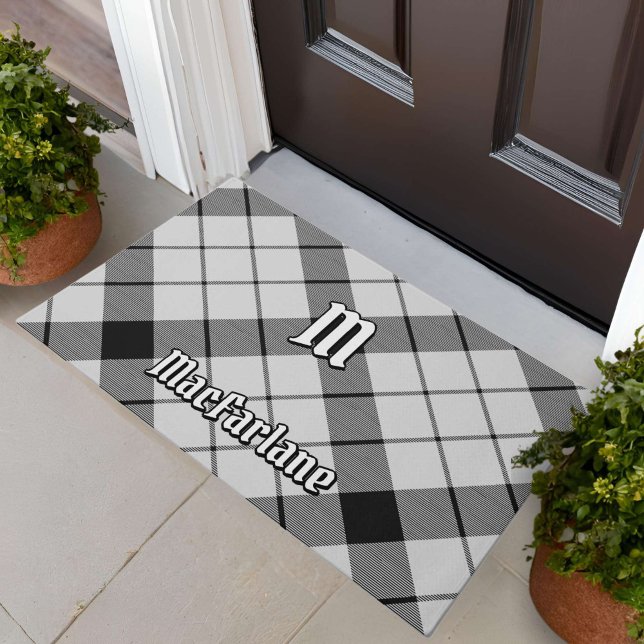 Clan MacFarlane Black and White Tartan Doormat (Creator Uploaded)
