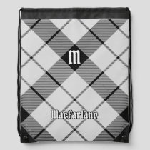 Clan MacFarlane Black and White Tartan Drawstring Bag