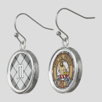 Clan MacFarlane Black and White Tartan Earrings