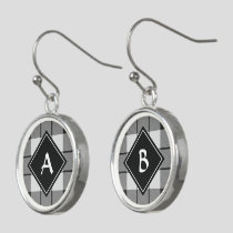 Clan MacFarlane Black and White Tartan Earrings