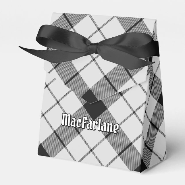 Clan MacFarlane Black and White Tartan Favor Boxes (Front Side)