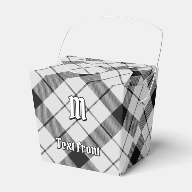 Clan MacFarlane Black and White Tartan Favor Boxes (Front Side)