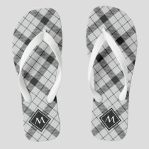 Clan MacFarlane Black and White Tartan Flip Flops