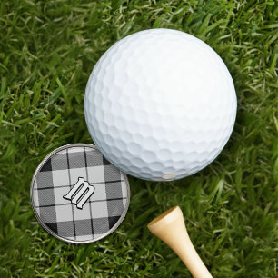 Clan MacFarlane Black and White Tartan Golf Ball Marker