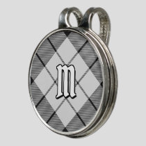 Clan MacFarlane Black and White Tartan Golf Hat Clip