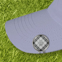 Clan MacFarlane Black and White Tartan Golf Hat Clip