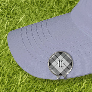 Clan MacFarlane Black and White Tartan Golf Hat Clip