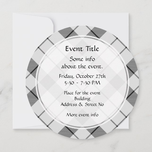 Clan MacFarlane Black and White Tartan Invitation (Back)