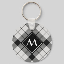 Clan MacFarlane Black and White Tartan Keychain