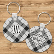 Clan MacFarlane Black and White Tartan Keychain