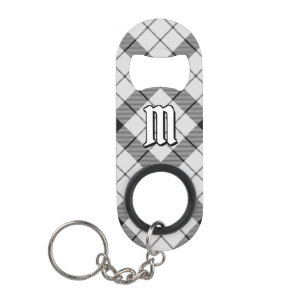 Clan MacFarlane Black and White Tartan Keychain Bottle Opener