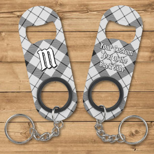 Clan MacFarlane Black and White Tartan Keychain Bottle Opener